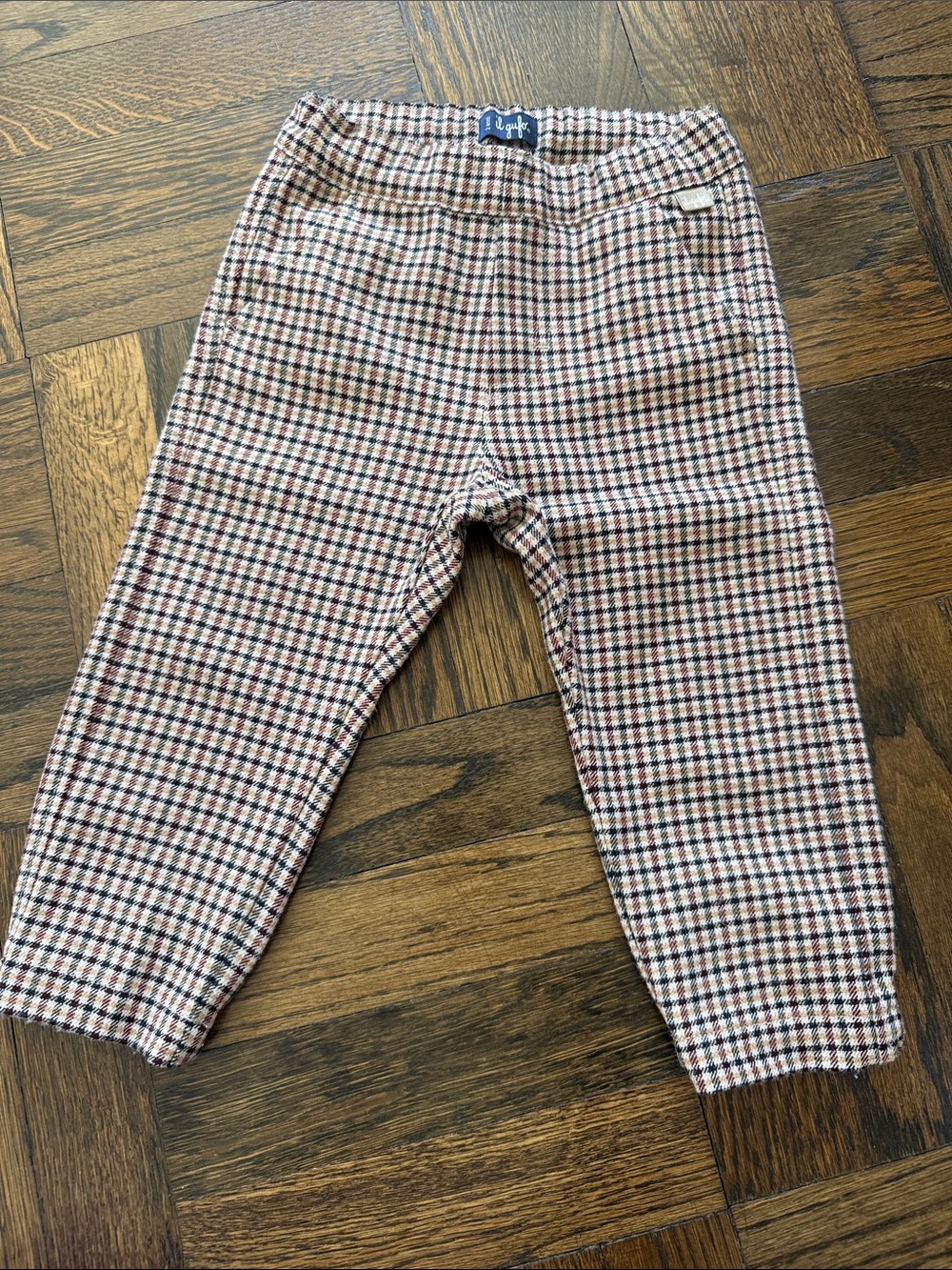 Il Gufo Plaid Knit Pants in Tan, Black & Pink